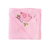 Kép 1/2 - Madárka mintás rózsaszín baba törölköző/ kifogó - 76x76cm