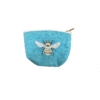 Kép 1/2 - Méhecske mintás hímzett mini neszeszer/pénztárca - Kék
