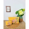 Kép 2/2 - Cseresznyevirág mintás hímzett mini neszeszer/pénztárca - Sárga