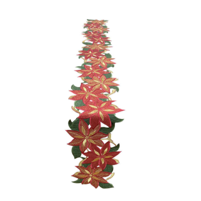 Mikulásvirág mintás karácsonyi asztali futó - 20x160 cm