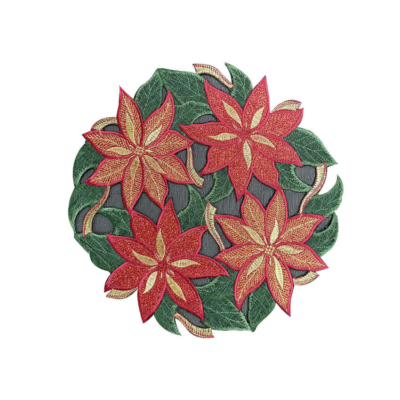 Mikulásvirág mintás karácsonyi kerek tányéralátét
