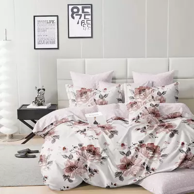 Rózsaszín bazsarózsa mintás duppla ágynemű