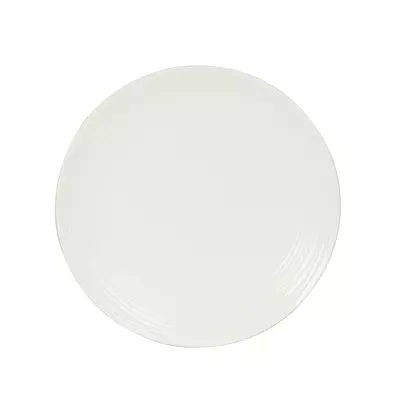 Simply - Fehér, gyűrű mintás kerámia főételes tányér