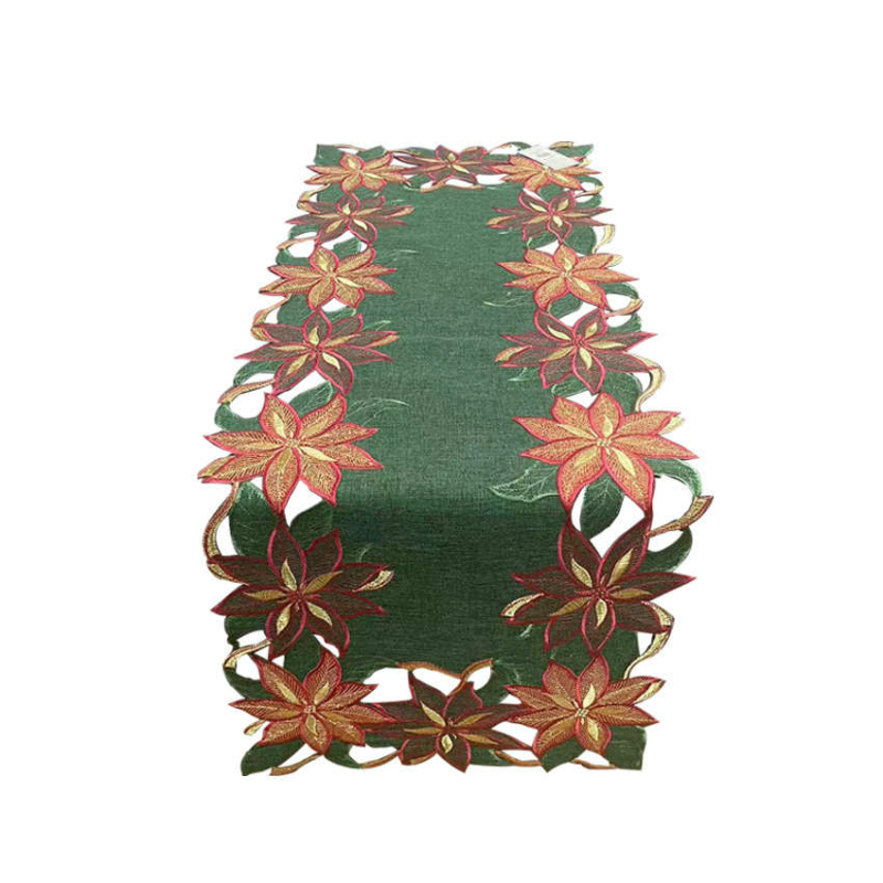 Mikulásvirág mintás karácsonyi asztali futó - 40x110 cm