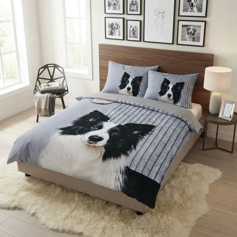 Border collie  mintájú 3 részes ágynemű szett
