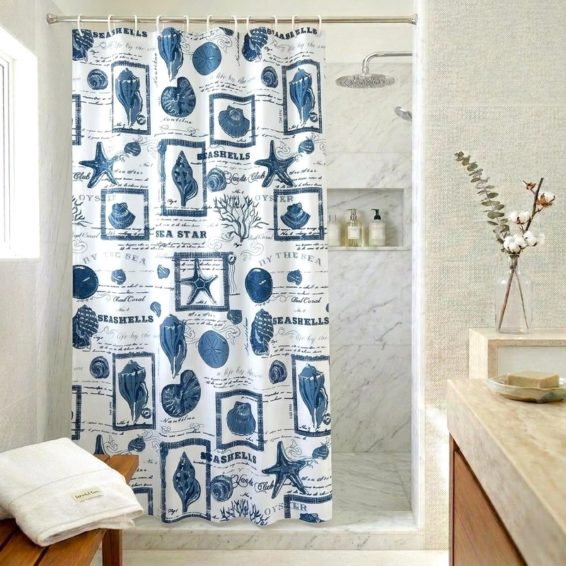 Tengeri hangulatú textil függöny fürdőbe