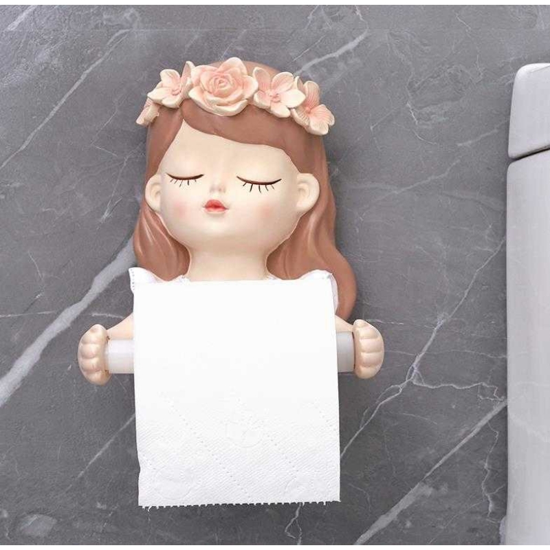 Virágkoszorús kislány wc papír tartó 