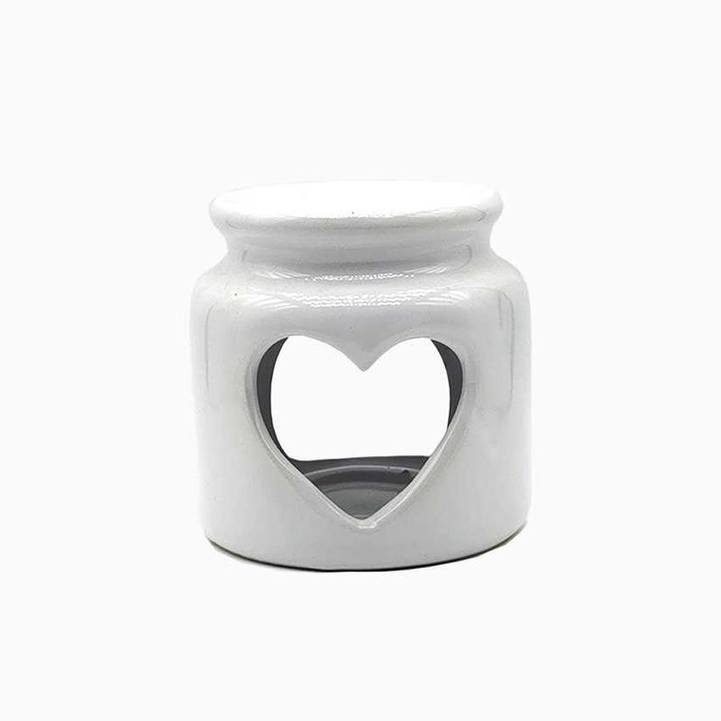 Szivecske mintás aromamécses - fehér