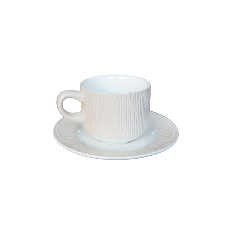 Pearl - Gyöngyházfényű világoskrém színű csésze és csészealj