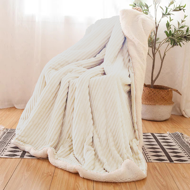 Krémszínű sherpa takaró - 230x200 cm
