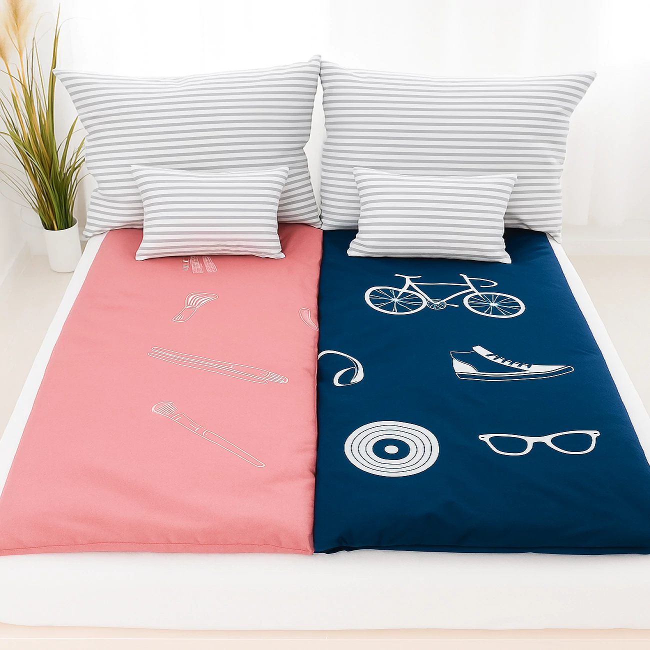 Dreammates 6 részes páros ágyneműhuzat - Rózsaszín/sötétkék