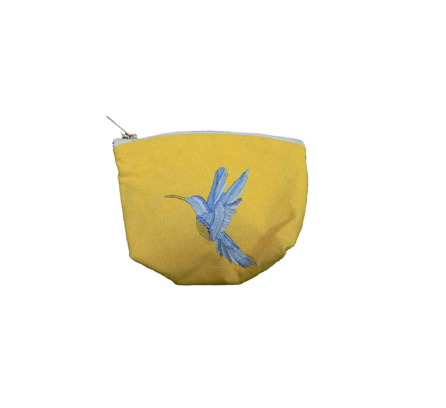 Kolibri mintás hímzett mini neszeszer/pénztárca - Sárga